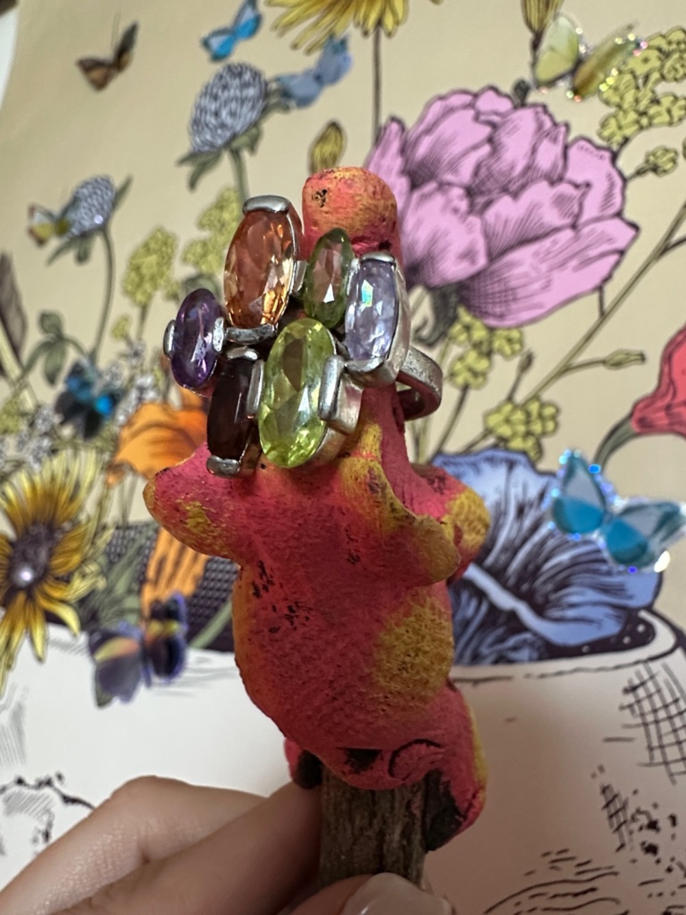Multi-Stone Colorful Cocktail Ring - Picture 4 of 6